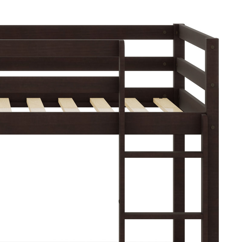 Lit superposé en bois massif avec échelle, Espresso