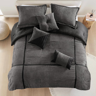 Corduroy Comforter King Grey - 11.64 Lb Product Weight, Construction Bedding 102.96 In Depth, Spacious Fit