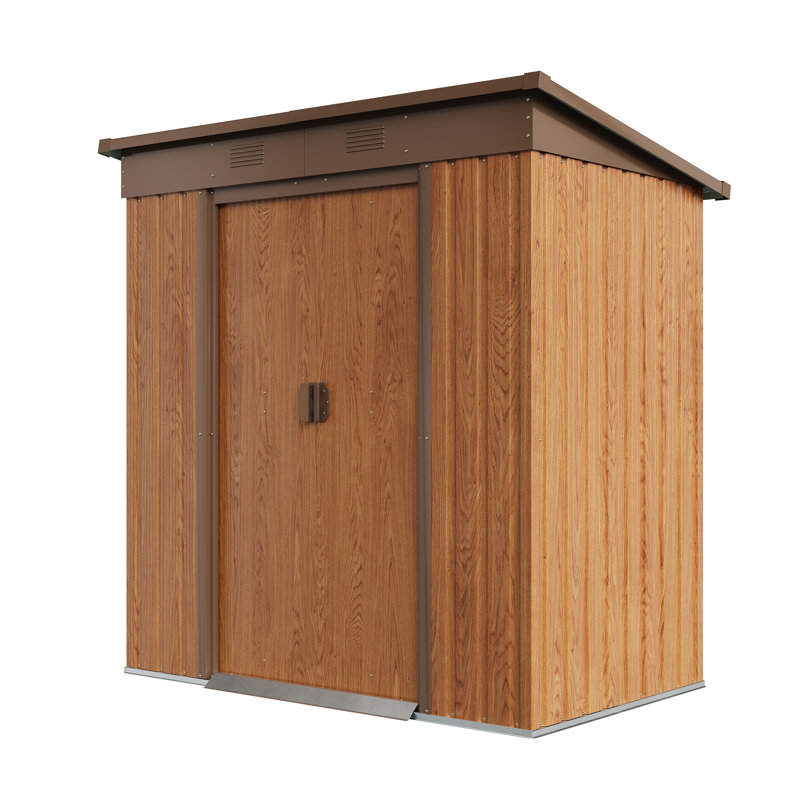 6 ft x 4 ft Brown Metal Lean-To Storage Shed