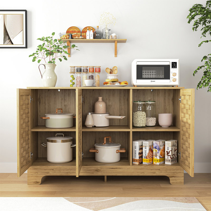 Armoire de rangement avec 3 portes, buffet en bois avec tablette réglable