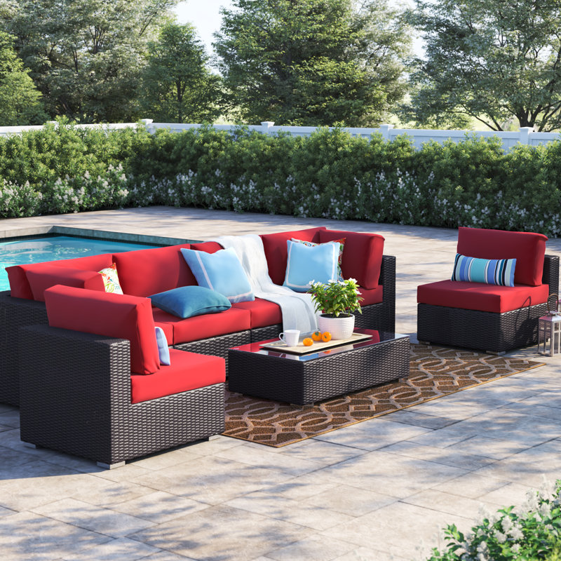 Ensemble modulaire d'extérieur 7 pièces Convene, Rouge