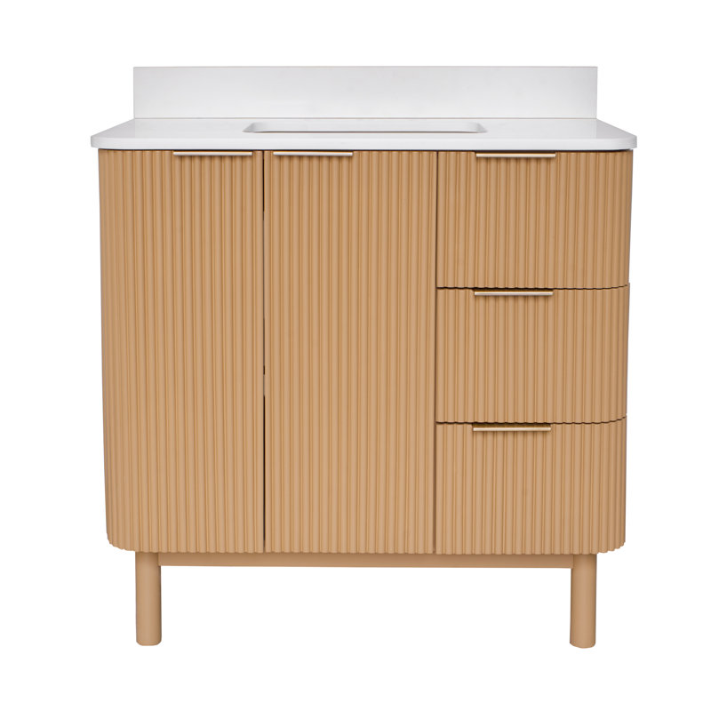 Meuble-lavabo 36 po Belwood, Blanc d'ingénierie, Doré