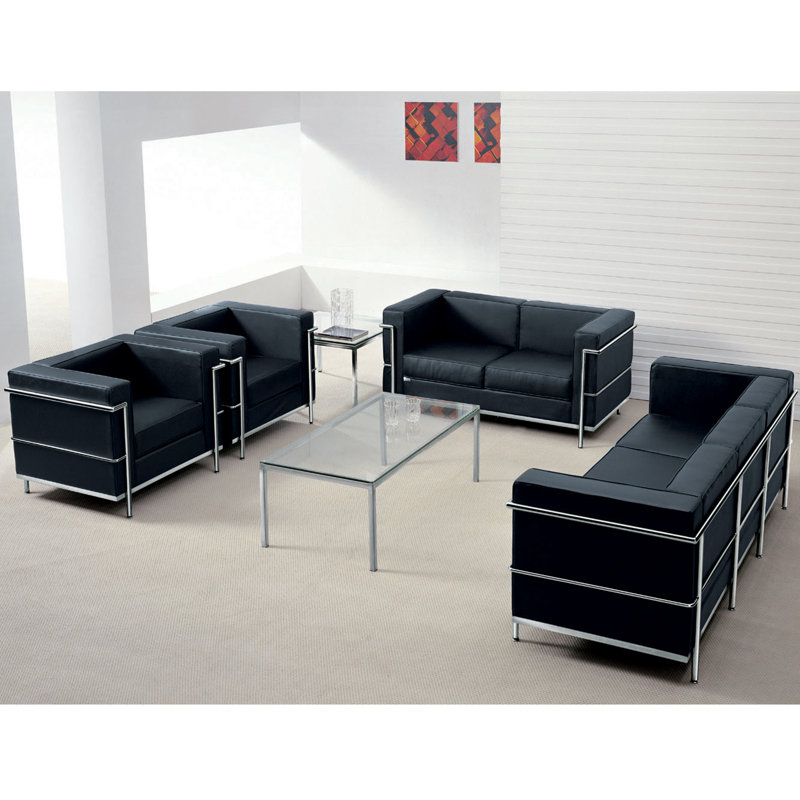 Canapé contemporain en cuir LeatherSoft avec cadre à double barre Igballe, Noir