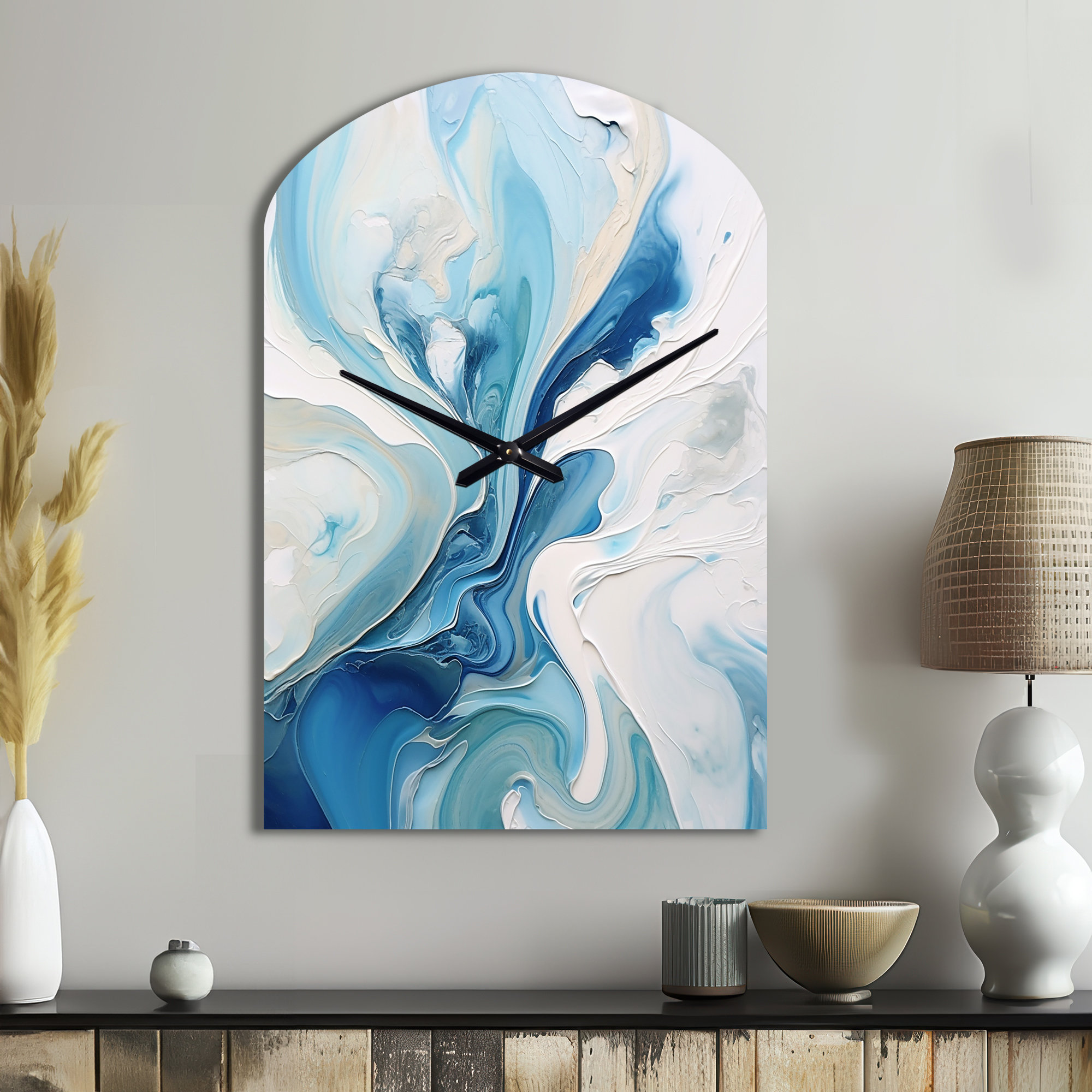 Design Art Blue and Grey Ethereal Elixir V Arch Shape Unique Abstract
