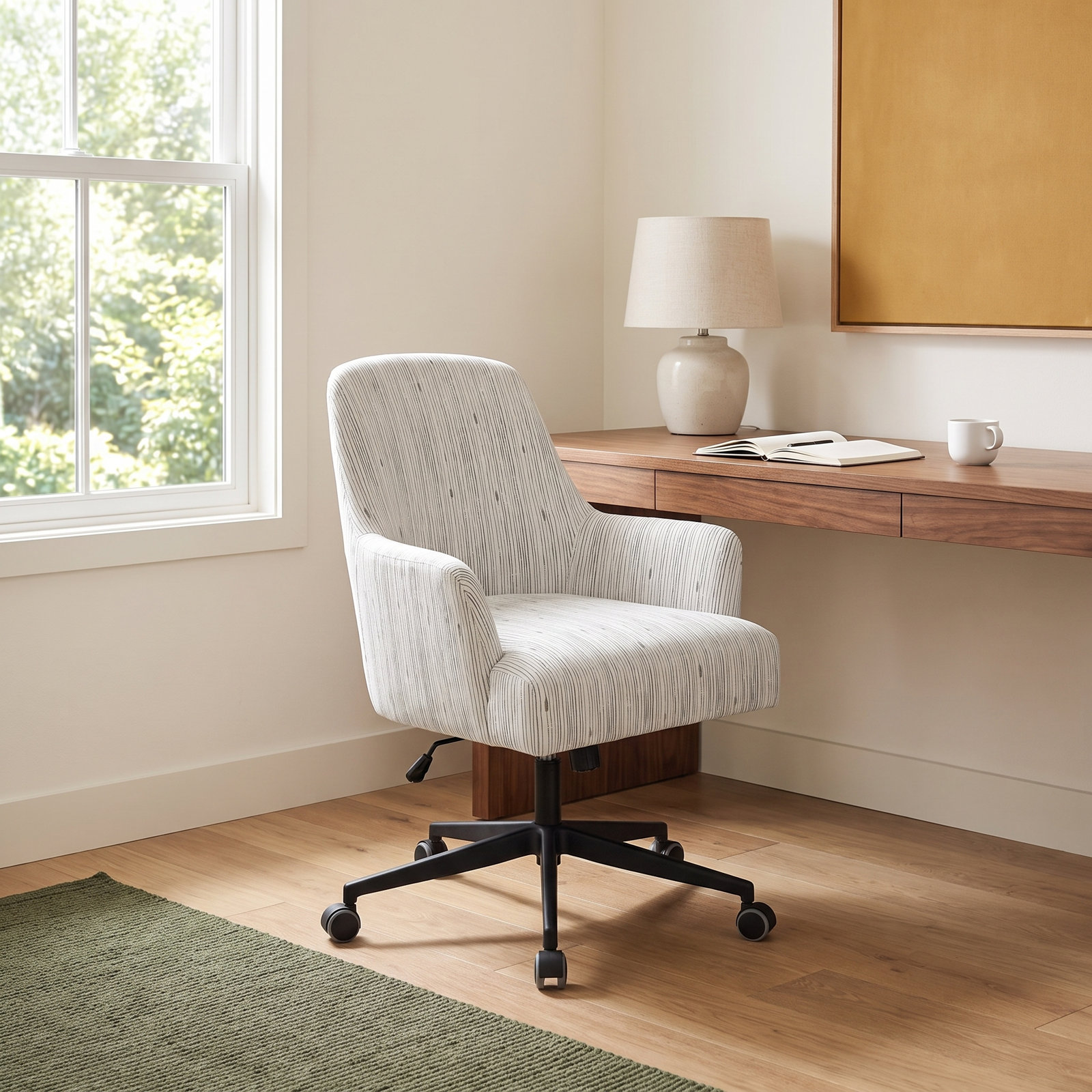 Aatos Swivel Office Chair, Shibori Stripe Grey