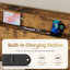 Base de lit en bois avec tête de lit - Base de lit double avec station de charge et lumières DEL, cadre de lit en bois avec bibliothèque, lits plateforme, aucun sommier nécessaire, brun foncé-531901475