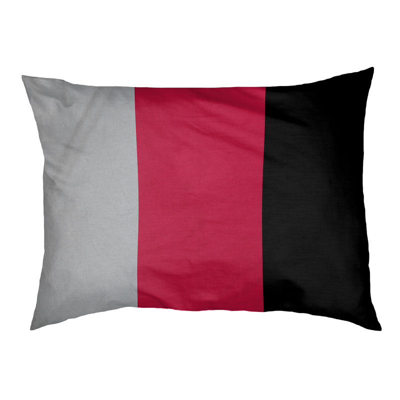 Coussin rectangulaire designer New York Bronx, Moyen (L 30 po x l 40 po), Argent / rouge / noir