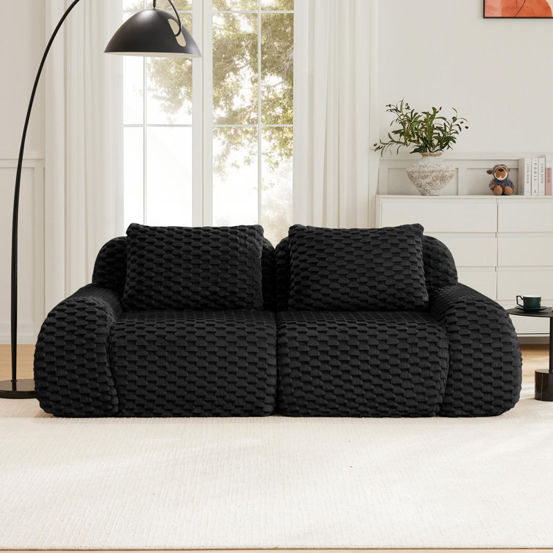 Canapé modulaire en flanelle Modern Luxury, Noir, L 82 po