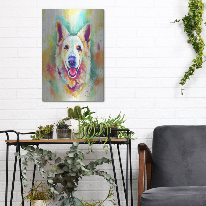 Art mural en métal Red Barrel Studio® «Pop Art Swiss Shepherd» par Furbaby Affiliates, H 16 po x l 12 po