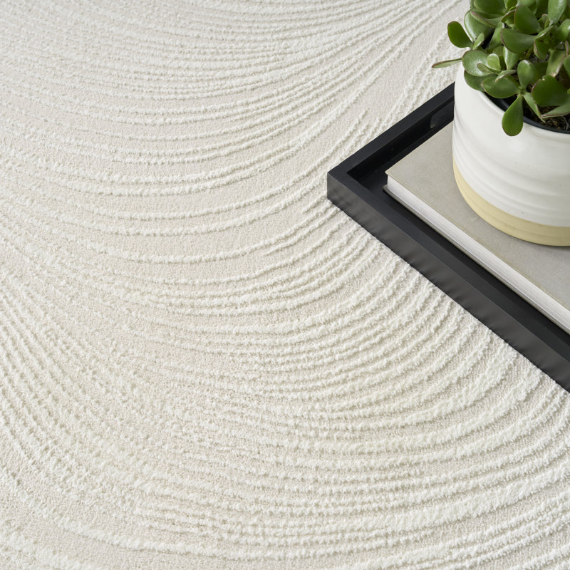 Central Park West Power Loom Polyester Abstract Area Rug in Ivory/Cream, Rectangle 9' x 12', Ivory/Cream