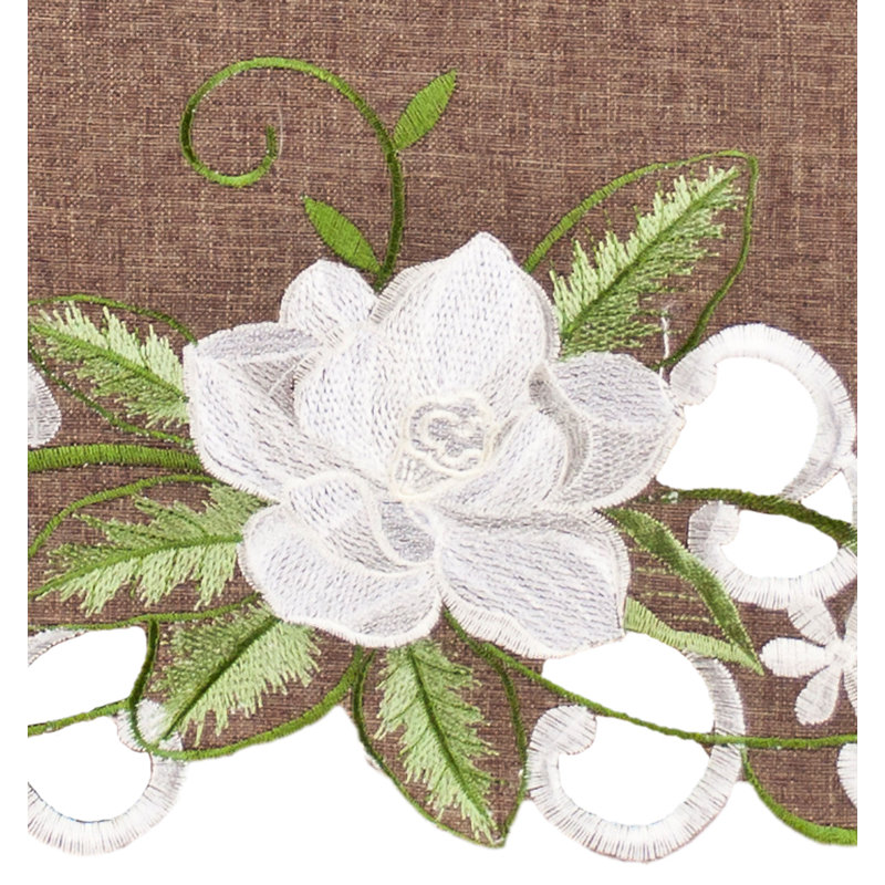 Magnolia on Brown Table Runner, 34" L x 14" W