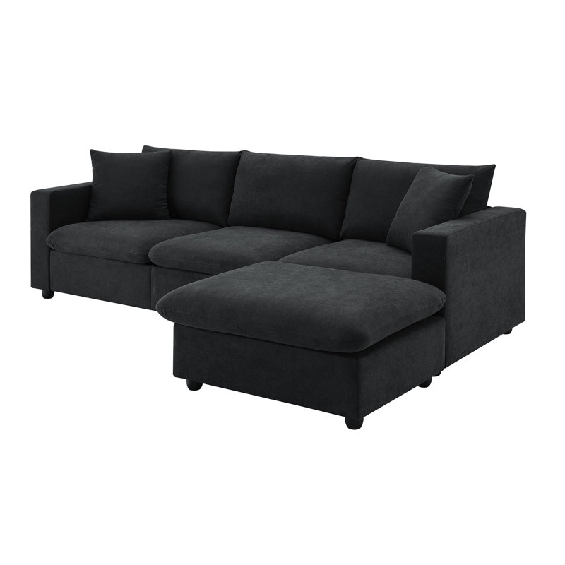 Moderne 4 modulaire, convertible, cadre en fer pour salon, appartement, bureau, intérieur en forme de L avec canapé confortable, solide