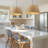 22.5 Inch Wide Retro Lantern Pendant Lamp With Natural Rattan Shade