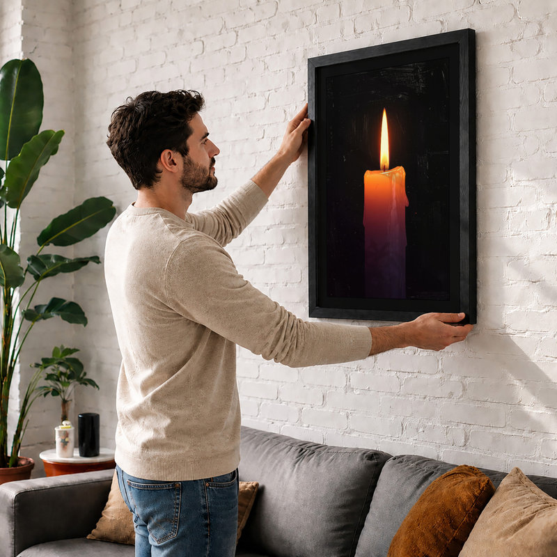 Candlelight Minimalist - Print, A4 - 29.7 x 21.0 cm, White