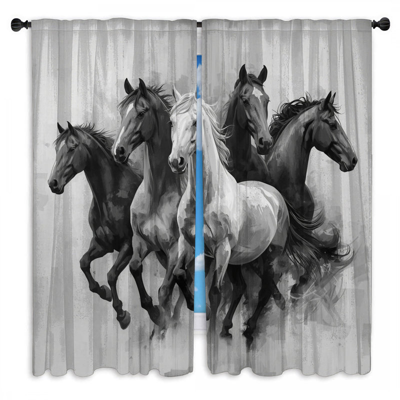 Ensemble de rideaux obscurcissant et obscurcissant pour groupe de chevaux de course - 2 panneaux, 80 po x 61 po - 2 panneaux
