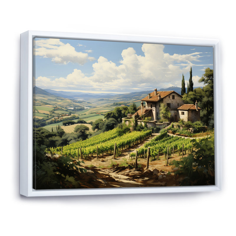 Vineyard Country Charm Serene - Imprimé, Cadre flottant blanc, H 24 po x l 32 po x P 1 po