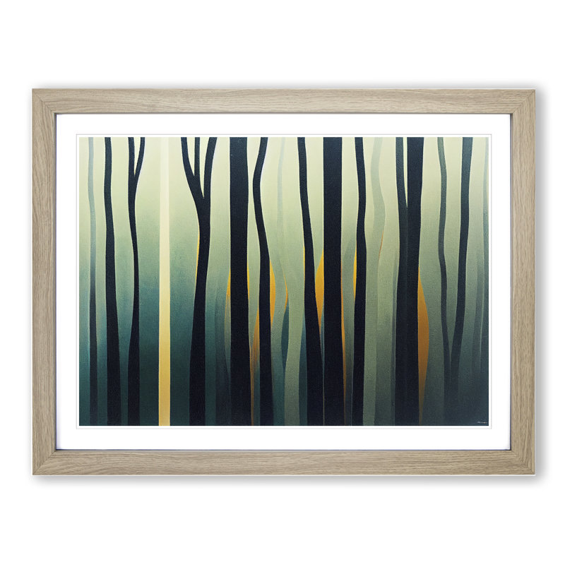 Abstract Forest View - Single Picture Frame Print, 46cm H x 64cm W x 2cm D, Oak
