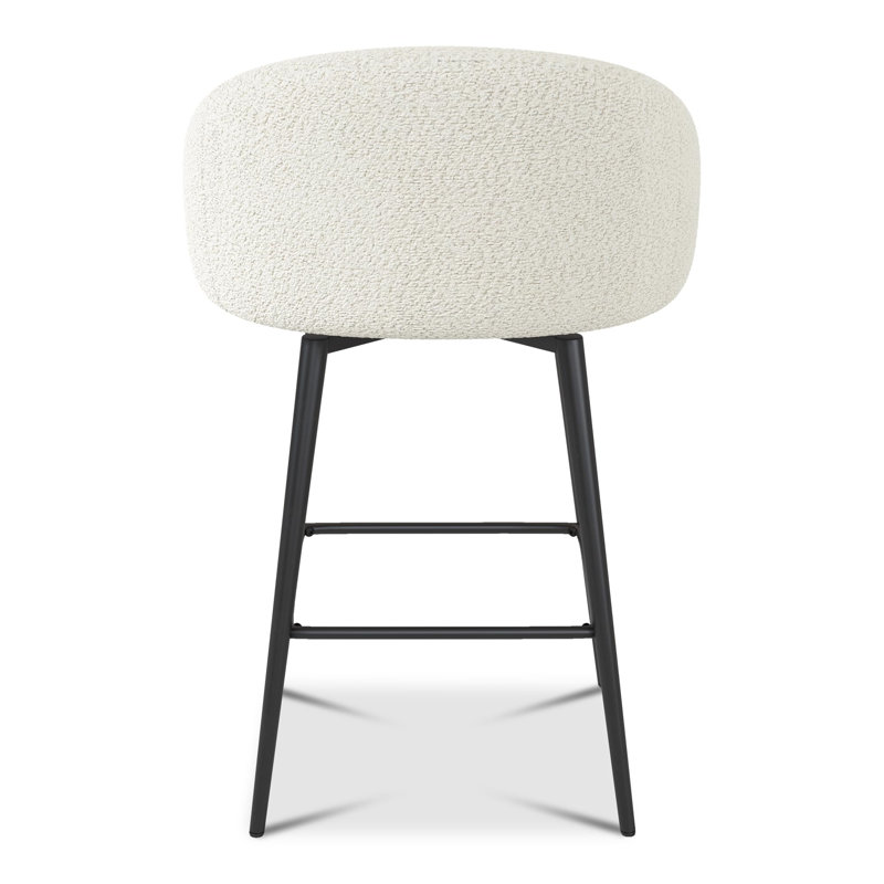27.9" Seat Height Upholstered Swivel Bar Stools With Back(Set of 6), White