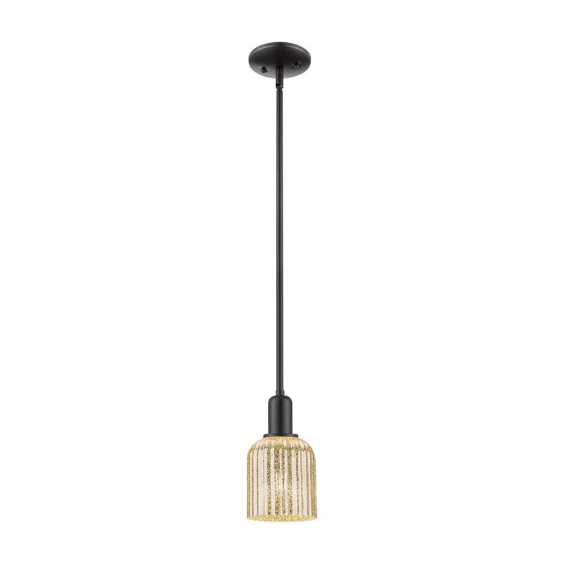 Downtown Urban - Voile de mariée - Mini-luminaire suspendu 1 tige, H 9,63 po x l 5 po x P 5 po, Mercure, Noir mat