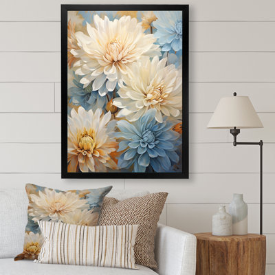 Minimalisme «Blooming Mums» en beige et bleu discret IV sur toile