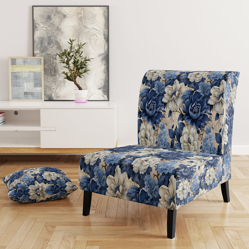 Rustic Victorian Brocade Victorian Motif - Chaise d'appoint de chalet rembourrée à motif floral