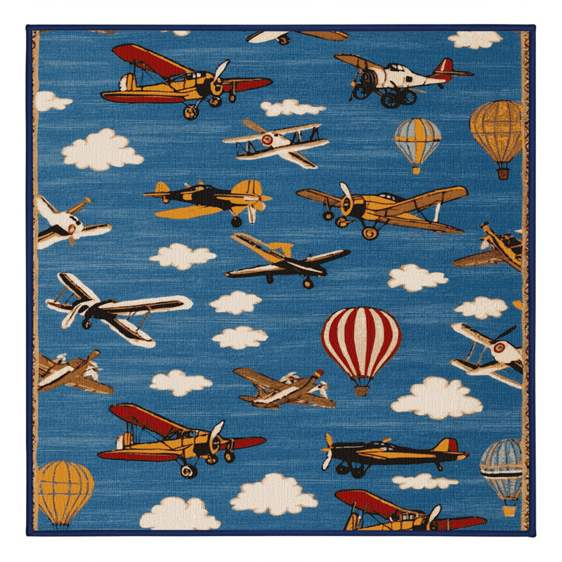 Tapis bleu de transport lavable à la machine, Carré 6 pi