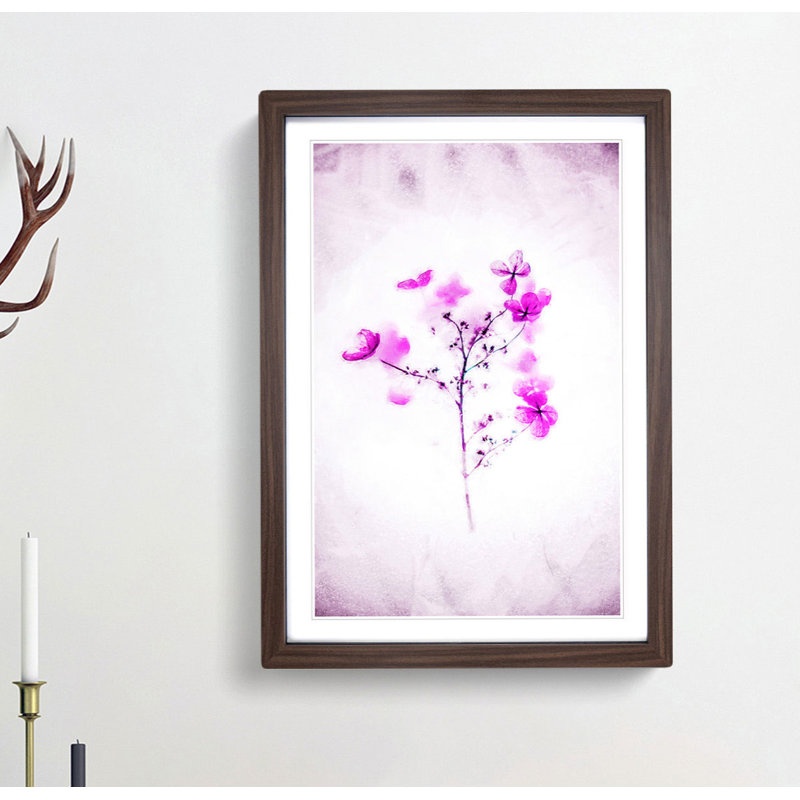Hydrangeas in Abstract - Framed Print, 91cm H x 60cm W x 2cm D, Walnut