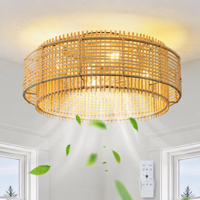 Ventilateur de plafond en cage 19,29 "avec ensemble d'éclairage et télécommande Boho