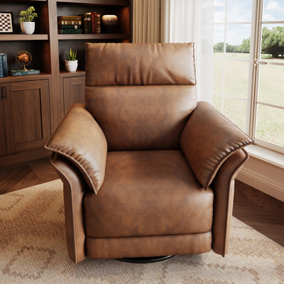 Power Recliner Chair Swivel Nursery Rocker Reclining with Charging Port, Double Layered Armrests and Side Pocket by Ebern Designs