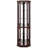 Living Room Corner Dark Cherry Cabinet - Glass Display With Adjustable Shelves And Built-in Fixture Elegant Curio Doors Illuminated Design