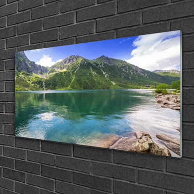 Landscape Mountain Lake 1 Piece Wall Art on Glass