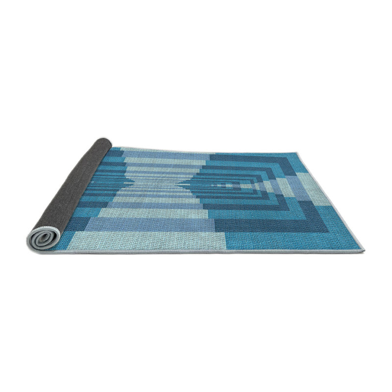 Tapis bleu ciel à motifs, Rond 5 pi