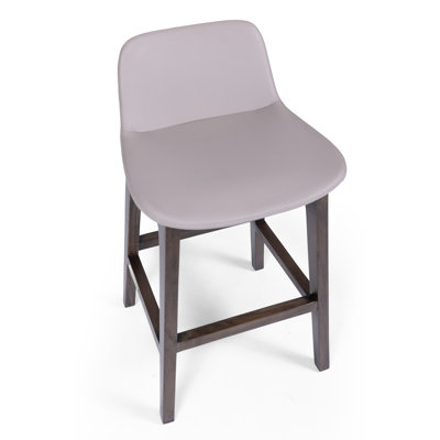 Modern Upholstered Counter Stool With Walnut Base