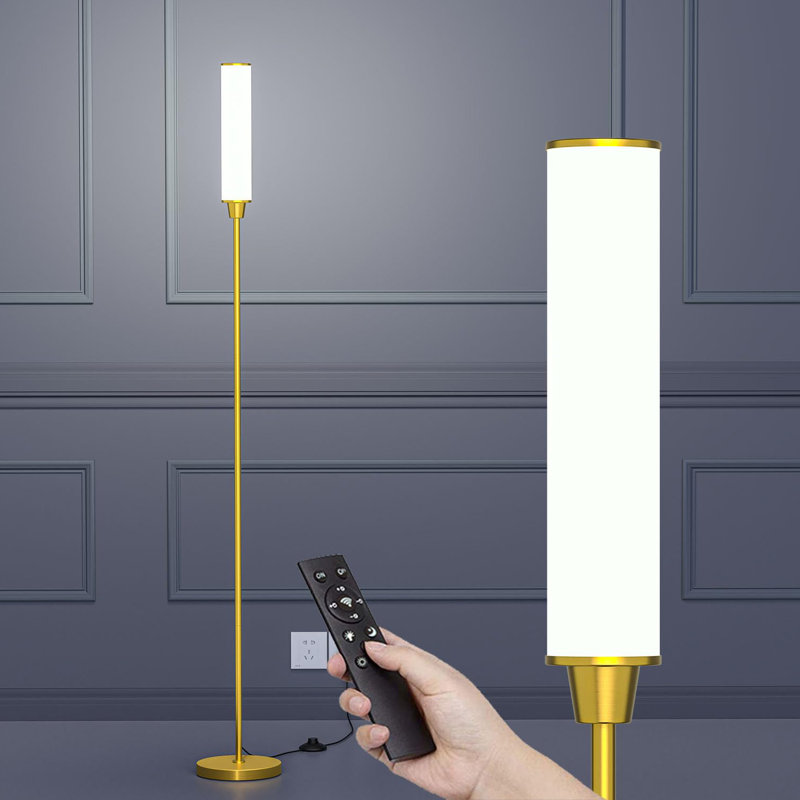 Floor Lamp With Remote Control,standing Light With Foot Switch, Brass Gold
