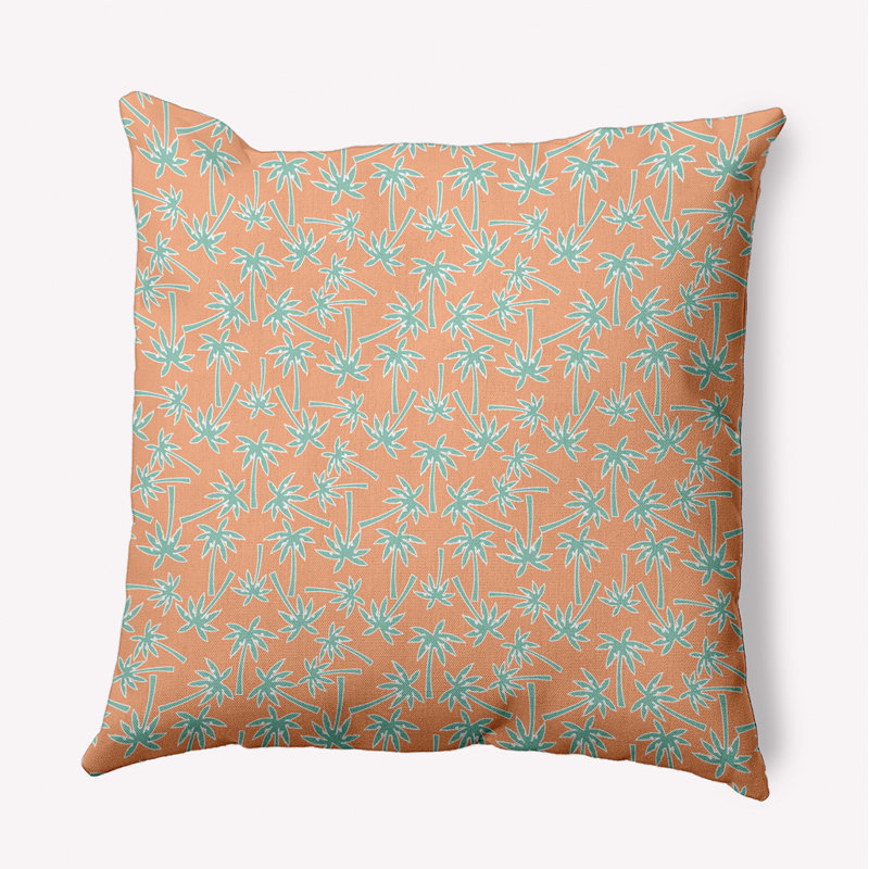 Coussin décoratif à motif de palmier PF1616OR29GR62, H 18 po x l 18 po, Carré
