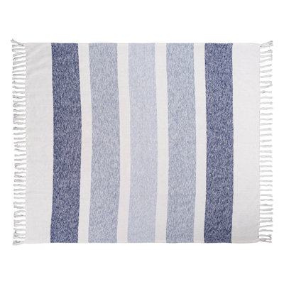 Blue Wide Striped Throw Blanket