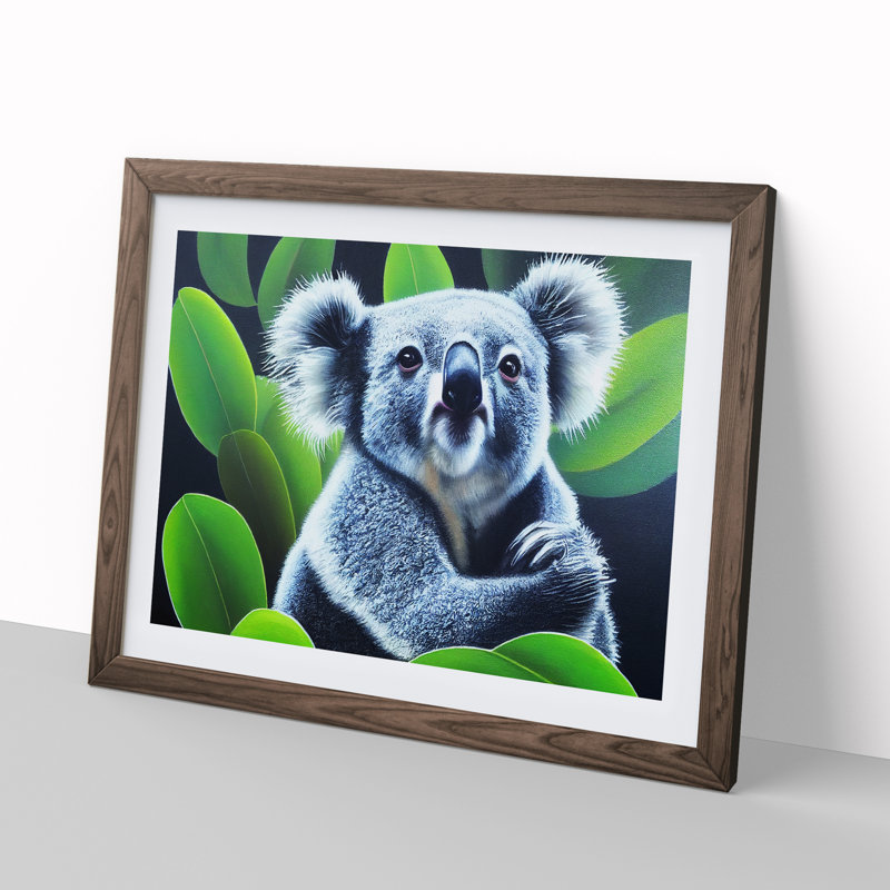 Koala Bear - Single Picture Frame Print, 46cm H x 64cm W x 2cm D, Walnut