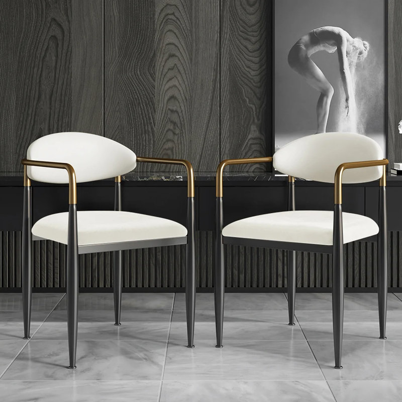 Ensemble de 2 chaises de salle à manger, chaises d'appoint de cuisine rembourrées en similicuir moderne, chaise de salle à manger de ferme avec repose-pieds