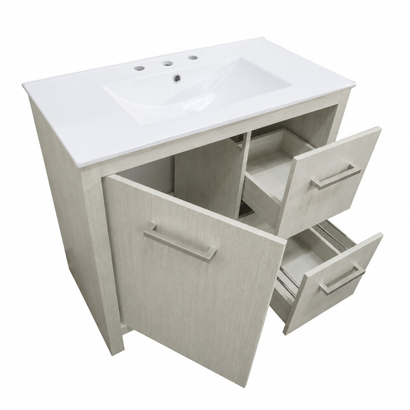 Cogsville 36'' Single Bathroom Vanity with Ceramic Top
