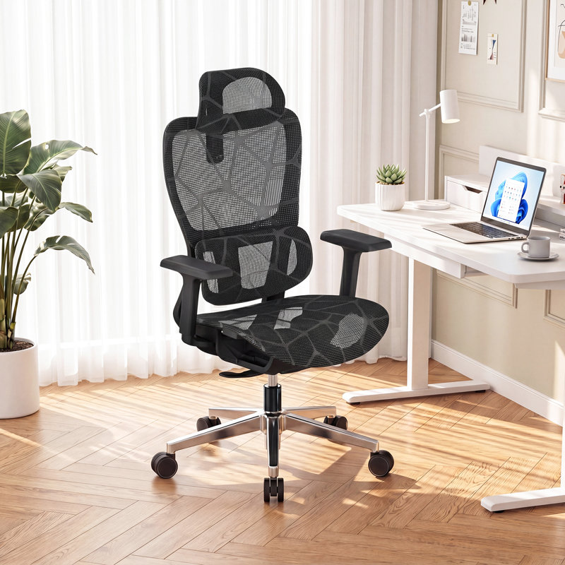Ergonomic Office Chair with Dynamic Lumbar Support, High Back Mesh Chair with 4D Armrests & Headrest, 90°-135° Reclining Desk Chair, 380LBS Heavy Duty Computer Chair for Home Office (Black)