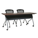 Rectangle 6 Person Flip Top Training Table with Casters and Modesty Panel