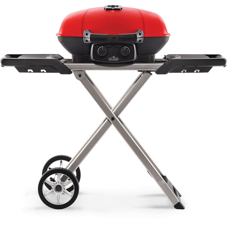 Napoleon TravelQ 285X Portable Propane Gas Grill and Scissor Cart with Griddle