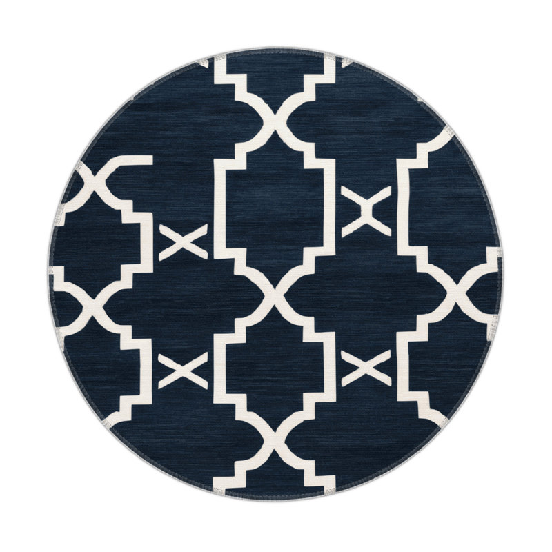 Tapis gris intérieur et extérieur Trellis, Rond 5 pi