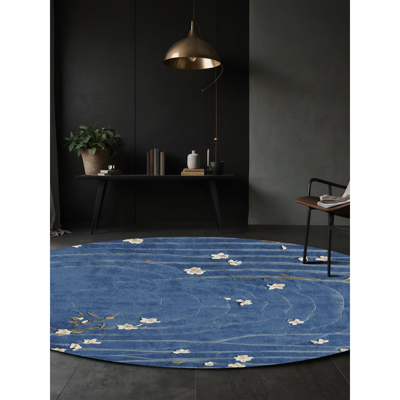 Tapis gris soyeux et moelleux, Rond 4 pi