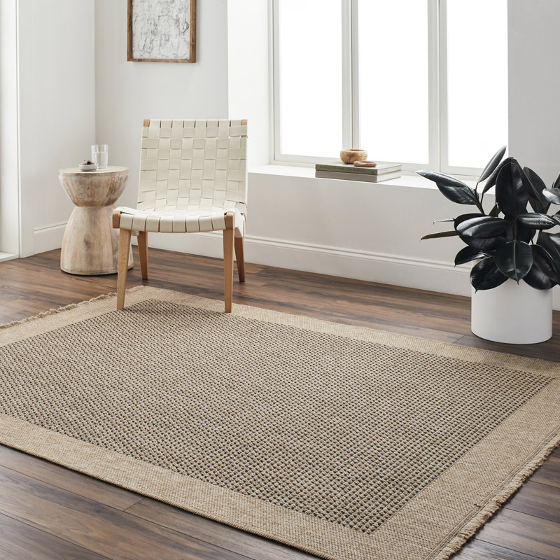 Saraya Boho Jute-Look Beige Brown Area Rug, Rectangle 117 x 166 cm