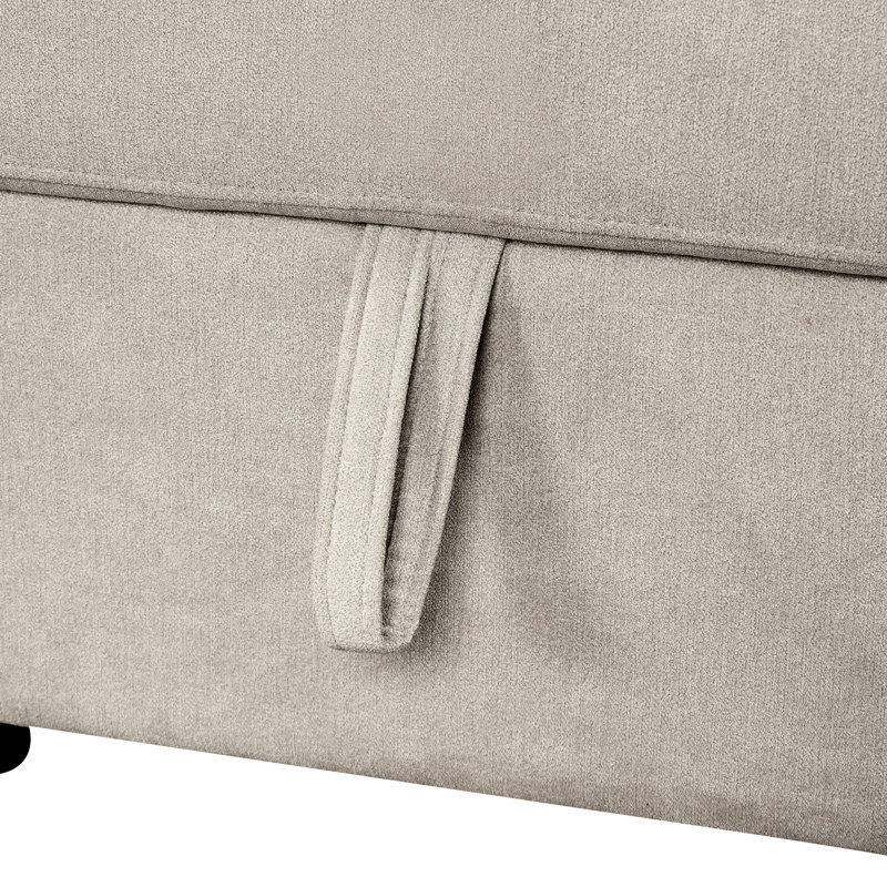 109" Sectional Bed In Beige With & Spacious Interior Storage Charging, Hidden 5 Capacity, Beige Chenille