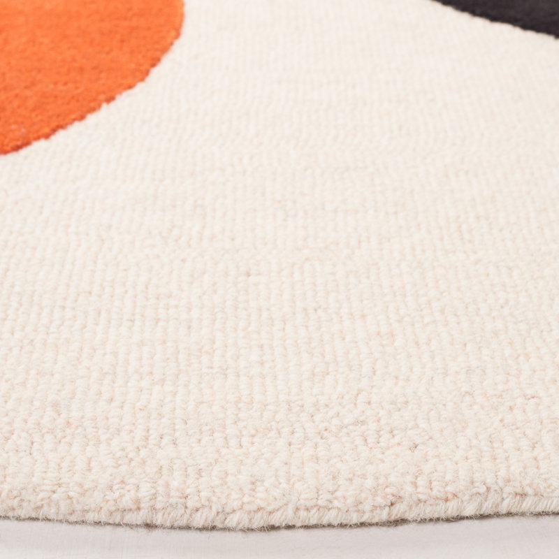 Arabelle Handmade Wool Cream/Black Rug, Round 6'