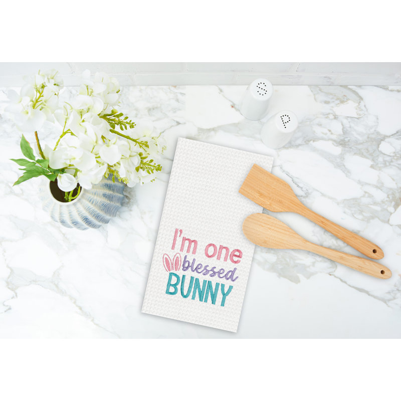 One Blessed Bunny Towel, Blue/White/Red One Blessed Bunny