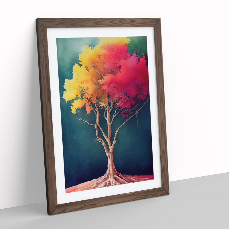 Lone Tree - Framed Print, 46cm H x 34cm W x 2cm D, Walnut