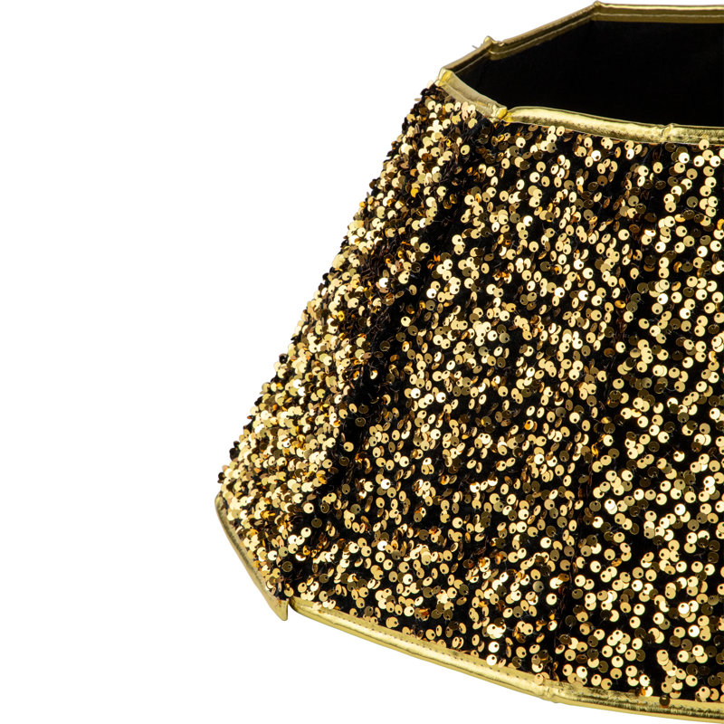 Gold Sequins Hexagonal Christmas Tree Collar with Metallic Trim